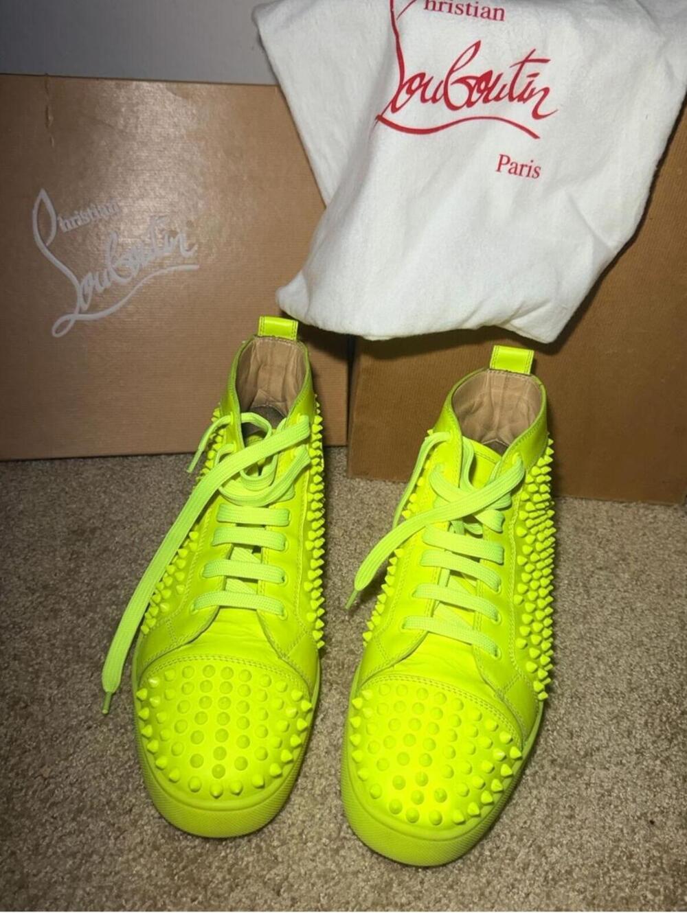 Christian Louboutin Louis Flat Spikes High-Top Sneakers